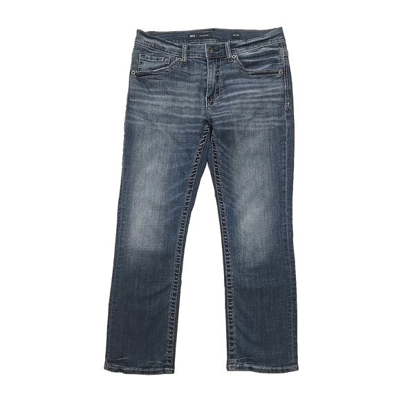 BKE Buckle Mens Jake Straight Jeans Sz 32x30 (32x28) Stretch Whiskered Denim - Picture 2 of 11